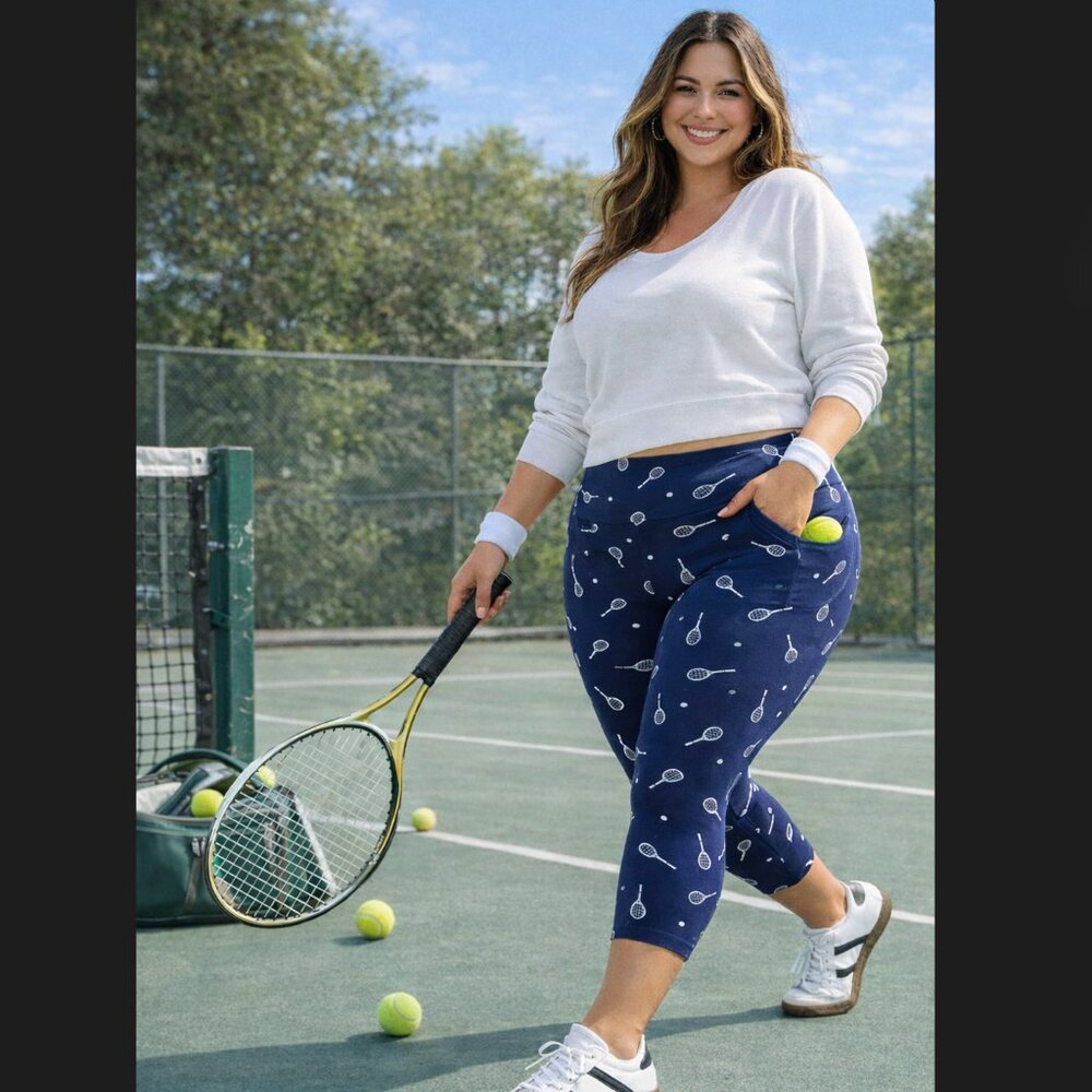 Torrid Crop Pocket Legging 3x 22 24 Tennis Medieval Blue High Rise Stretch NWT
